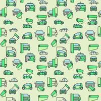 voertuig vinyl omhulsel vector naadloos patroon met groen auto's