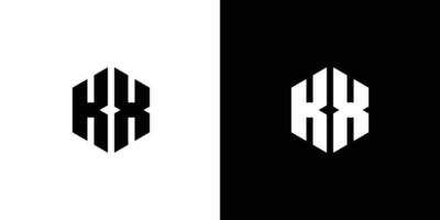brief k X veelhoek, zeshoekig minimaal logo ontwerp Aan zwart en wit achtergrond vector