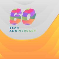 60 jaren verjaardag met abstract logotype viering Aan wit en geel achtergrond. vector