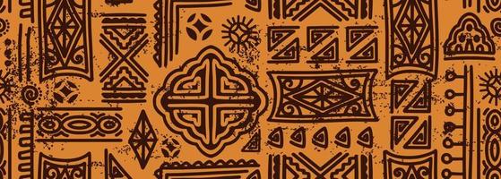 Afrikaanse symbolen naadloos patroon, tribal etnisch tekening vector