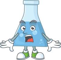 blauw chemisch fles tekenfilm karakter vector