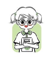 schattig schoolmeisje karakter sticker vector