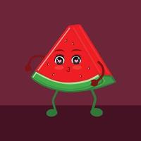een schattig watermeloen karakter met een verscheidenheid van uitdrukkingen. zomer fruit. watermeloen karakter illustratie vector