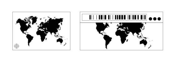 wereld kaart icoon ontwerp met bar code vector