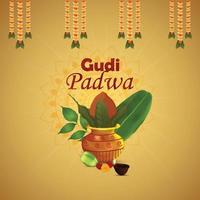 gudi padwa creatieve realistische wenskaart vector