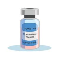 covid-19 coronavirus concept. vaccin flacon en spuit. pandemisch covid-19 uitbraak. geïsoleerd icoon. vlak vector
