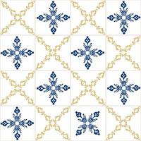 azulejos blauw en geel naadloos patroon vector