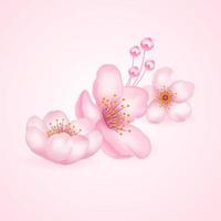 kers bloesem, sakura Afdeling met roze bloemen illustratie. vector