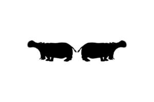 paar- van de nijlpaard, nijlpaard amfibie. silhouet voor logo, kunst illustratie, icoon, symbool, pictogram of grafisch ontwerp element. vector illustratie