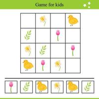leerzaam spel voor kinderen met voorjaar elementen vector