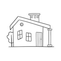 hand- getrokken vector huis met schoorsteen. schattig landelijk gebouw geïsoleerd Aan wit. tekening illustratie
