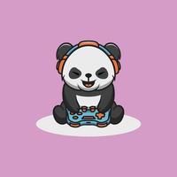 schattig panda spelen spel tekenfilm illustratie vector