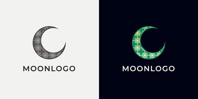 halve maan maan logo ontwerp. abstract stijl illustratie voor achtergrond, omslag, spandoek. Ramadan kareem vector