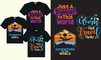 avontuur naar de wereld t-shirt ontwerp vector