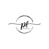 eerste pf vrouwelijk logo collecties sjabloon. handschrift logo van eerste handtekening, bruiloft, mode, juwelen, boetiek, bloemen en botanisch met creatief sjabloon voor ieder bedrijf of bedrijf. vector