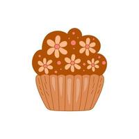 retro koekje met bloemen voedsel vector