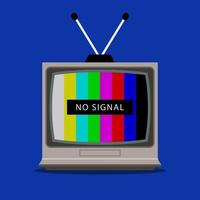 tv ontvangt geen tv-signaal. monitor met een regenboog. platte vectorillustratie.