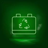 accu, eco neon vector icoon. opslaan de wereld, groen neon, groen achtergrond