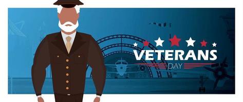 veteranen dag met een gewenst Mens in uniform. tekenfilm stijl. vector