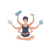 yoga voor zwanger Dames. gelukkig zwangerschap. geïsoleerd Aan wit achtergrond. vlak vector illustratie.