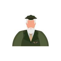 oud Mens in groen uniform icoon. vector illustratie.