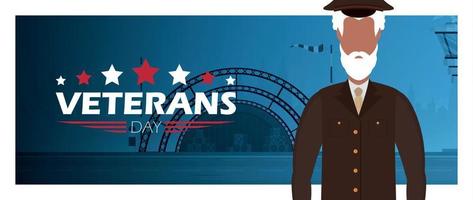 veteranen dag banier met de gewenst leger. tekenfilm stijl. vector