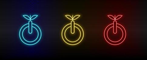 neon icoon reeks ecologie en omgeving. reeks van rood, blauw, geel neon vector icoon Aan transparantie donker achtergrond