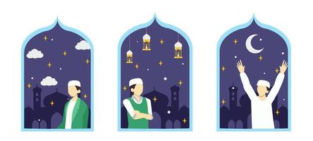 Ramadan tafereel bundel vlak ontwerp vector