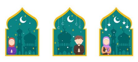 Ramadan tafereel bundel vlak ontwerp vector