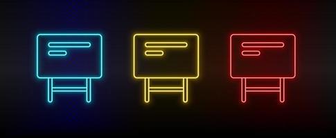 neon pictogrammen, schoolbord. reeks van rood, blauw, geel neon vector icoon Aan verduisteren transparant achtergrond