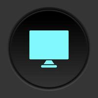 ronde knop icoon, monitor, computer. knop banier ronde, insigne koppel voor toepassing illustratie Aan donker achtergrond vector