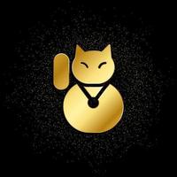 kat, Lucky goud icoon. vector illustratie van gouden deeltje achtergrond. goud icoon