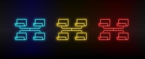 neon icoon reeks netwerk deel. reeks van rood, blauw, geel neon vector icoon Aan transparantie donker achtergrond
