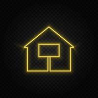 geel neon icoon huis, verkocht.transparant achtergrond. geel neon vector icoon Aan donker achtergrond