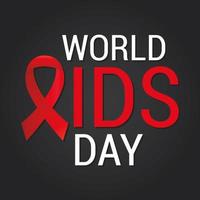 wereld aids dag belettering met een rood lint op een zwarte achtergrond vector