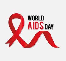 wereld aids dag belettering met een rood lint vector