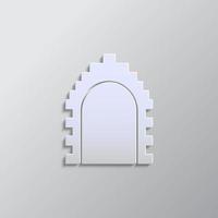 kasteel, deur, icoon papier stijl. grijs kleur vector achtergrond- papier stijl vector icoon