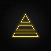 geel neon icoon carrière, financiën, piramide.transparant achtergrond. geel neon vector icoon Aan donker achtergrond