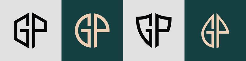 creatief gemakkelijk eerste brieven gp logo ontwerpen bundel. vector