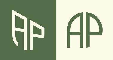 creatieve eenvoudige beginletters ap logo-ontwerpbundel. vector