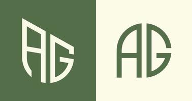 creatieve eenvoudige beginletters ag logo-ontwerpen bundel. vector