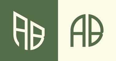 creatieve eenvoudige beginletters ab logo-ontwerpbundel. vector