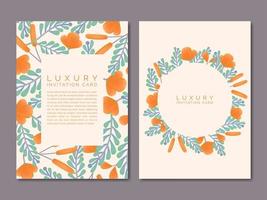 vector wijnoogst voorjaar of zomer bloemen tekening patroon luxe uitnodiging kaart of poster. roze, oranje en blauw.