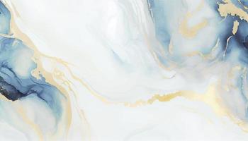abstract blauw vloeistof waterverf achtergrond met gouden stof. cyaan marmeren alcohol inkt tekening effect. vector illustratie ontwerp sjabloon voor bruiloft uitnodiging, menu, RSVP, spandoek.