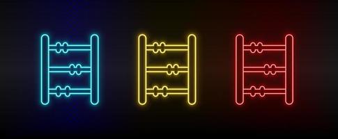 neon pictogrammen, telraam, tellen. reeks van rood, blauw, geel neon vector icoon Aan verduisteren transparant achtergrond