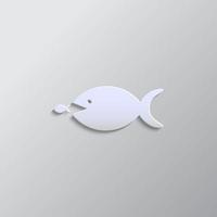grijs kleur vector achtergrond- papier stijl vector icoon, groot, vis, klein, bedrijf papier stijl, icoon