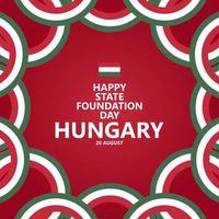 Hongarije staat fundament dag viering vector sjabloon met circulaire nationaal vlaggen binnen rood achtergrond. geschikt voor groet kaart sjabloon en sociaal media na.