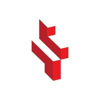 rood gekleurde 3d negatief ruimte meetkundig vector logo. logo voor merk, bedrijf, Product, evenement, en bedrijf.