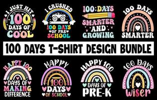 100ste dagen van school- t-shirt bundel, honderd dagen t-shirt ontwerp set, kleur t-shirt verzameling, kinderen t-shirt ontwerp reeks vector