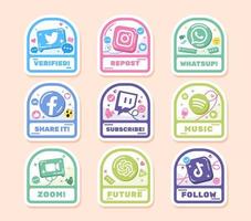 sociaal media en tech apps sticker reeks vector